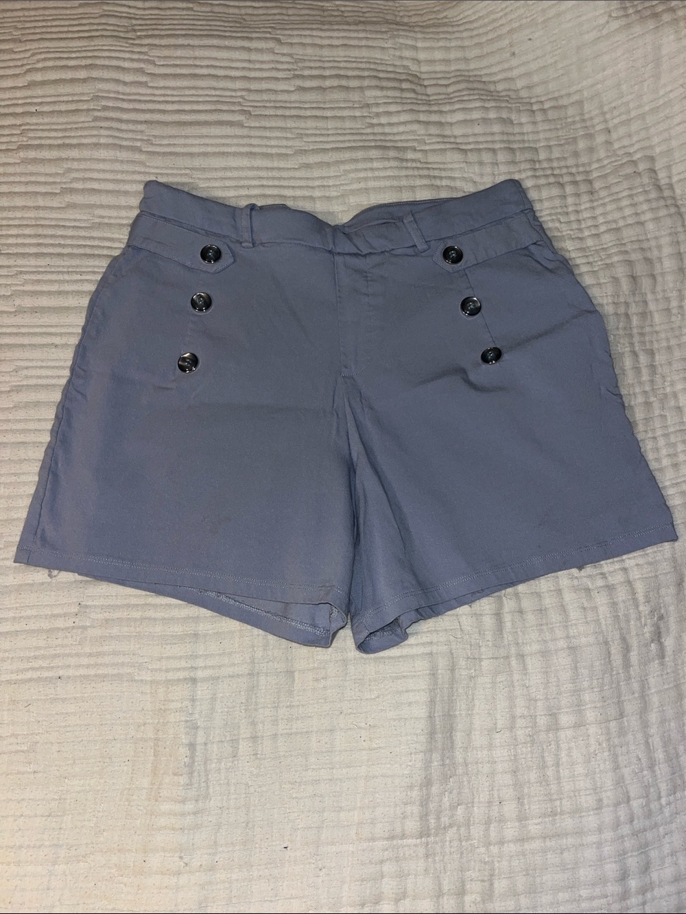 High-Rise Sailor-Style Shorts in Slate Blue